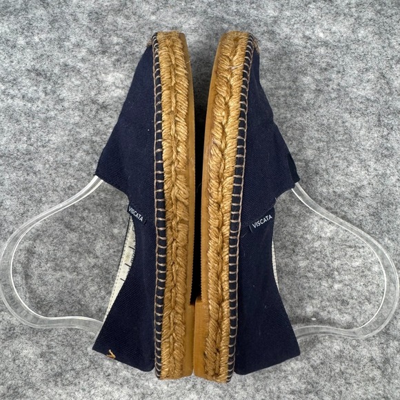 Viscata Espadrille Flats‎ Boatshoes Womens Size 38 Handmade Spain Blue Canvas